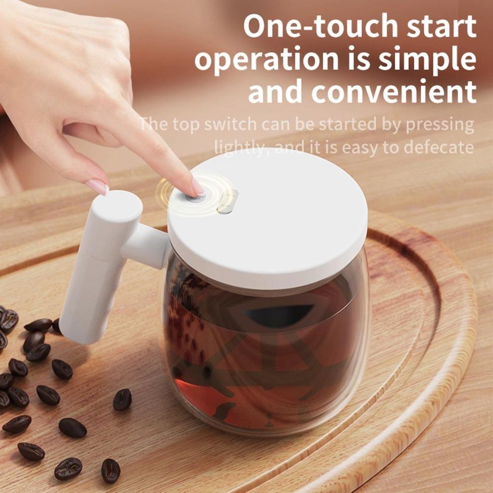 High Borosilicate Glass Automatic Mixing Coffee Mug 400ML Electric Self Stirring Mug Auto Self Mixing Cup for Coffee Milk