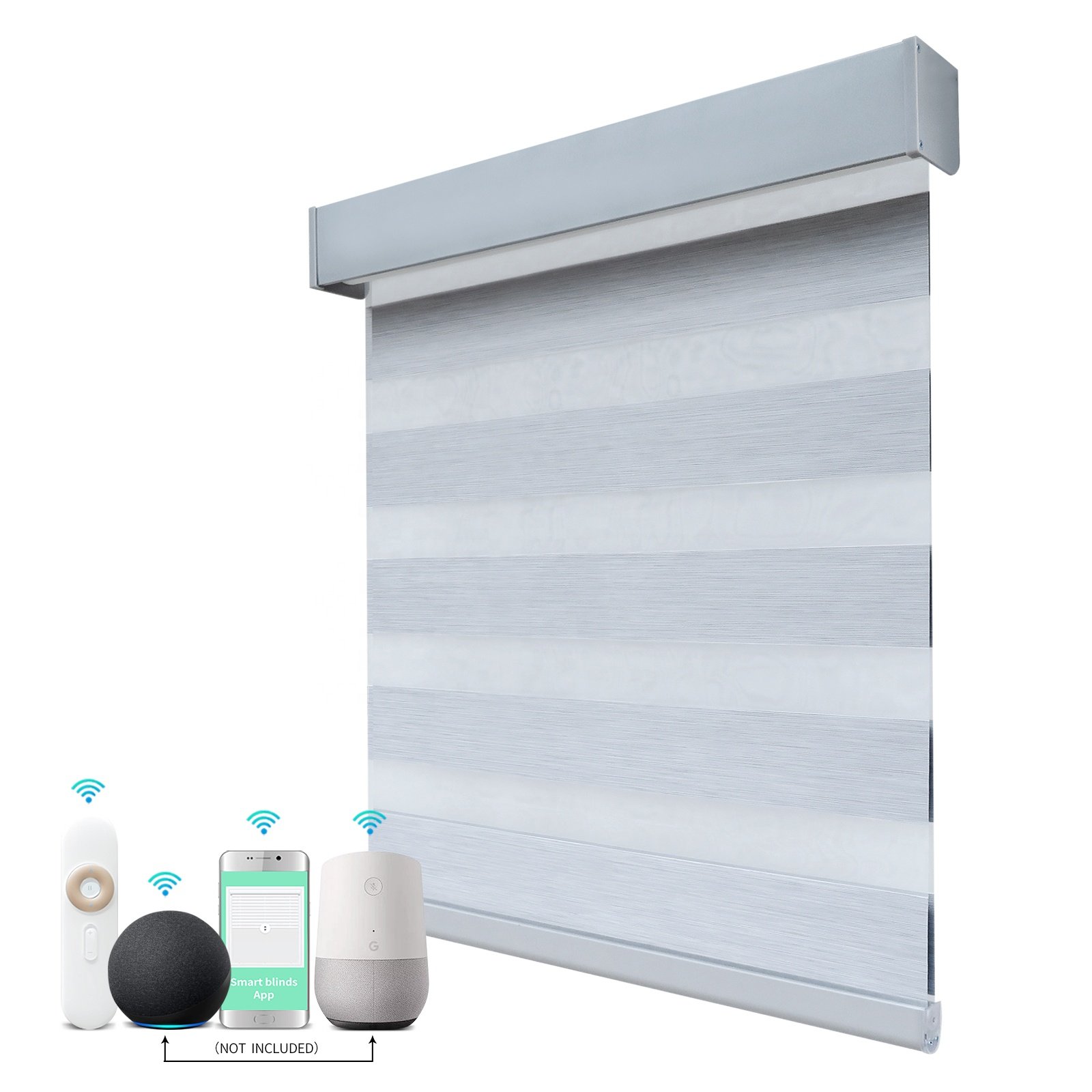Day and Night Office Smart Wifi Shades Custom Double Electric Blackout Motorized Zebra Window Roller Blinds for Window