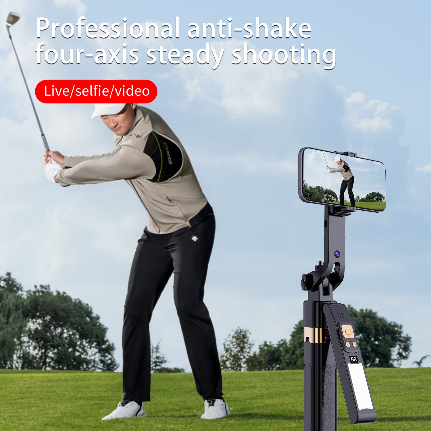 Original Factory 360° Face Tracking Selfie Stick 180CM Extended Height Rotation Tracking Gimbal with Fill Light Handle CL12-P