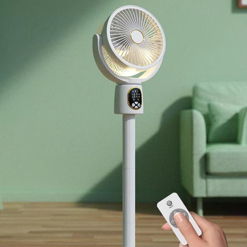 5 Speed Dual Use Floor Fan USB Recharge Adjustable Height Shaking Head Smart Timer Remote Control Mute Fan with Night Light