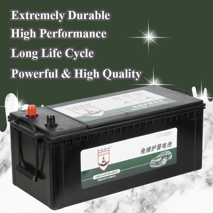 Zhongluo 180F51 12V 180AH Maintenance Free Car Battery Automotive Battery Deep Cycle Wholesale Factory Truck Car Auto Batteries