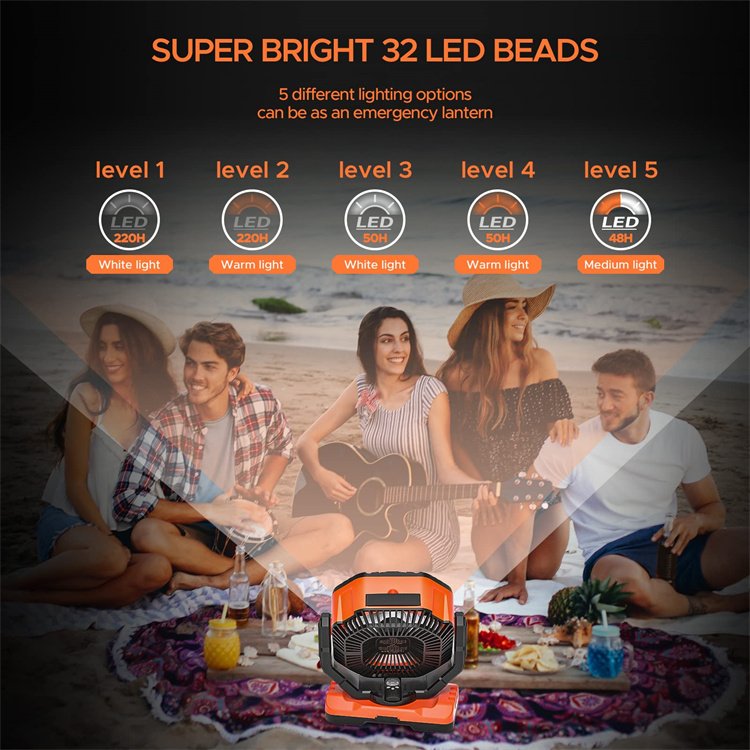 Outdoor Tent Fan 40000mAh High Capacity Battery Floor Fan Auto Oscillation Rechargeable Portable Battery Fan