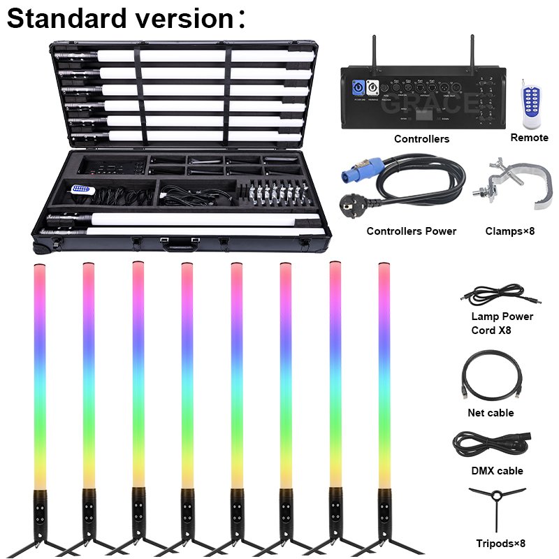 Igracelite 1Pcs IP65 1.2M LED Tube Uplights Battery Wireless Dmx 360 Degree LED Pixel Tube Light