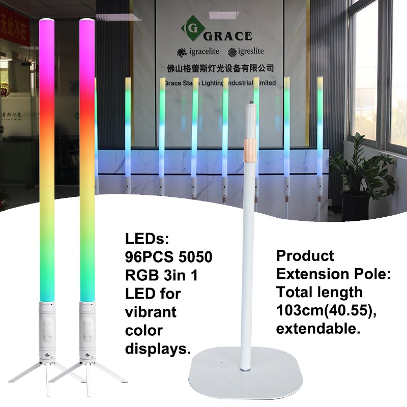 Igracelite 1Pcs IP65 1.2M LED Tube Uplights Battery Wireless Dmx 360 Degree LED Pixel Tube Light