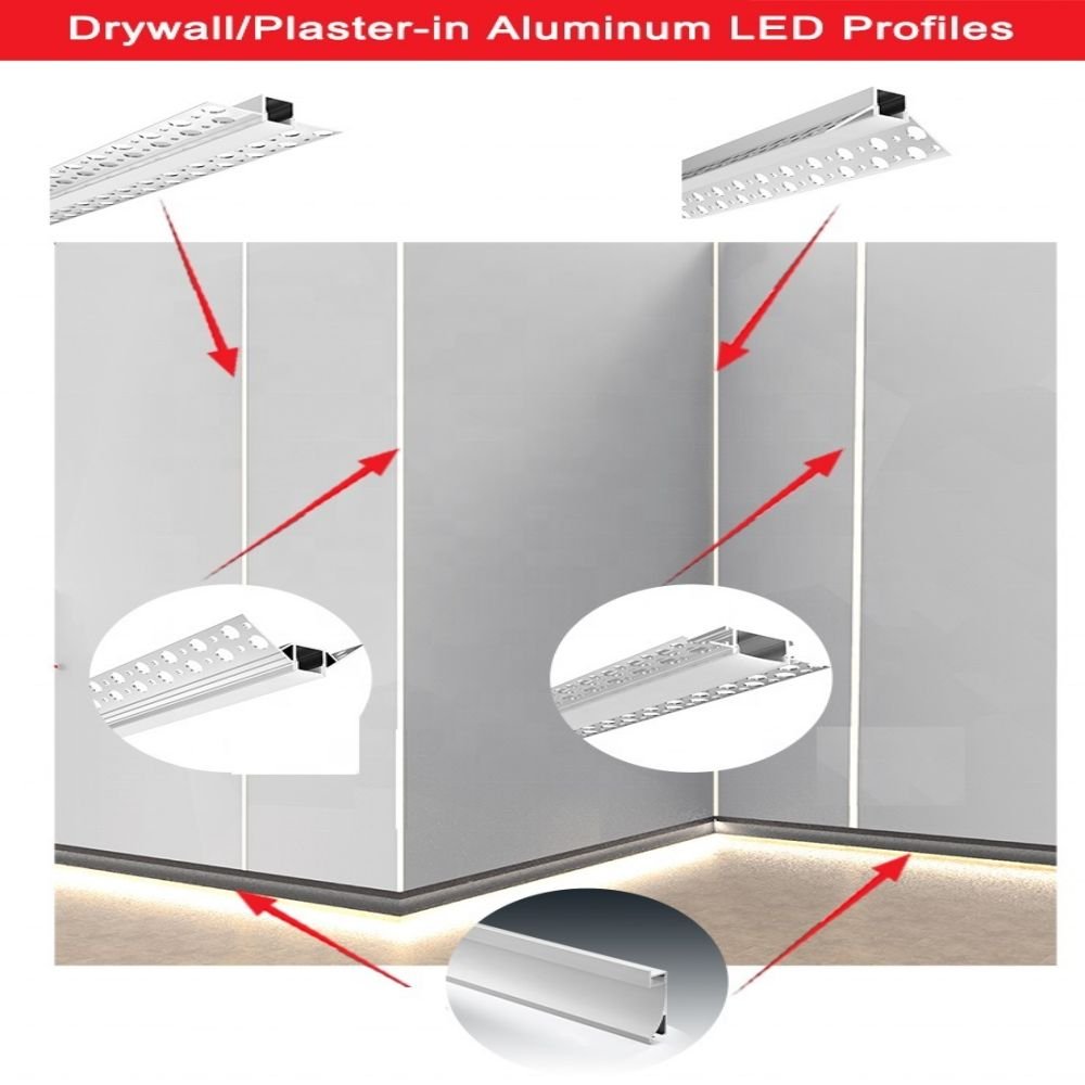 W52mm * H13mm LED Gypsum Board Profile Kit Drywall Installation Creates Ideal Light and Shadow