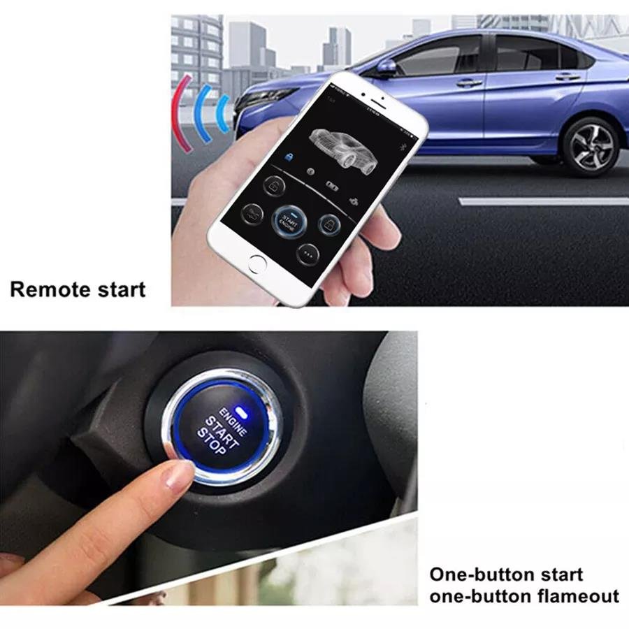 Smart Phone APP Control Car Keyless Entry Push Button Remote Engine Start Stop Auto Anti-theft System