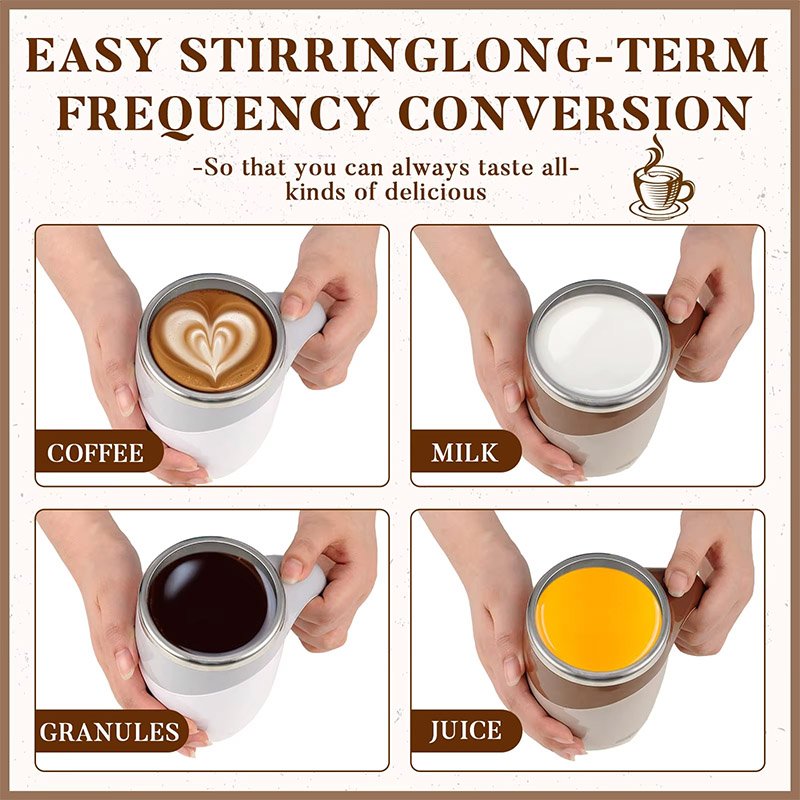 Stainless Steel Electric Mixing Cup Rechargeable Automatic Magnetic Self Stirring Coffee Mug with Lid