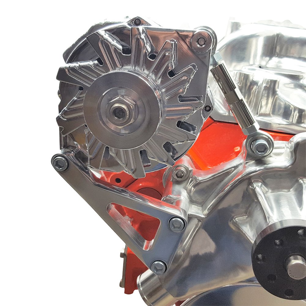 Long Water Pump Aluminum Alternator Bracket Kit Polished for Chevy SBC 350 Small Block Engine