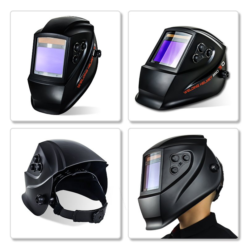 TRQ OEM ODM Customized 100*80mm Large Field of Vision 4 Sensors Inside and Outside Adjustable Auto Darkening Welding Helmet