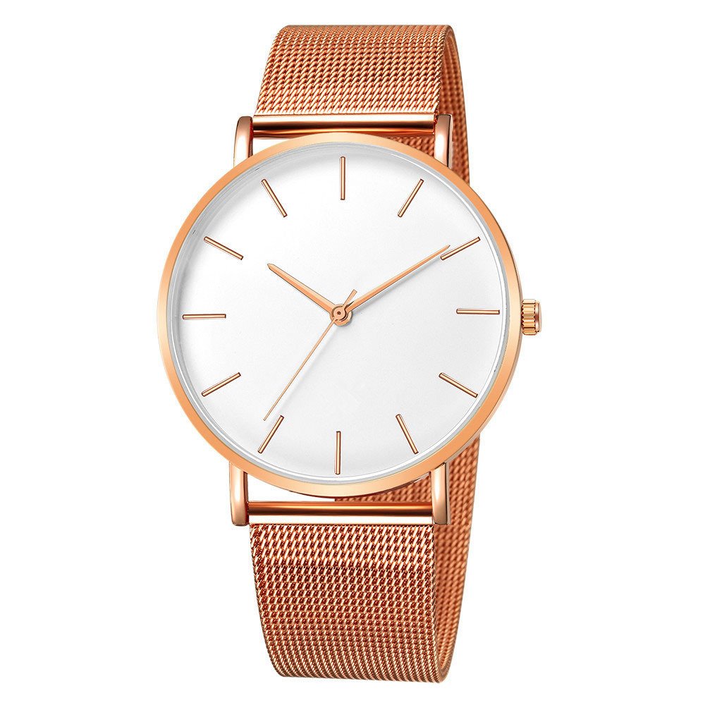 NJC Sport Men's Quartz Round Watch with Large 40mm Glass Dial Black Mesh Belt Metal Plated-Direct Factory Sale for Men Women