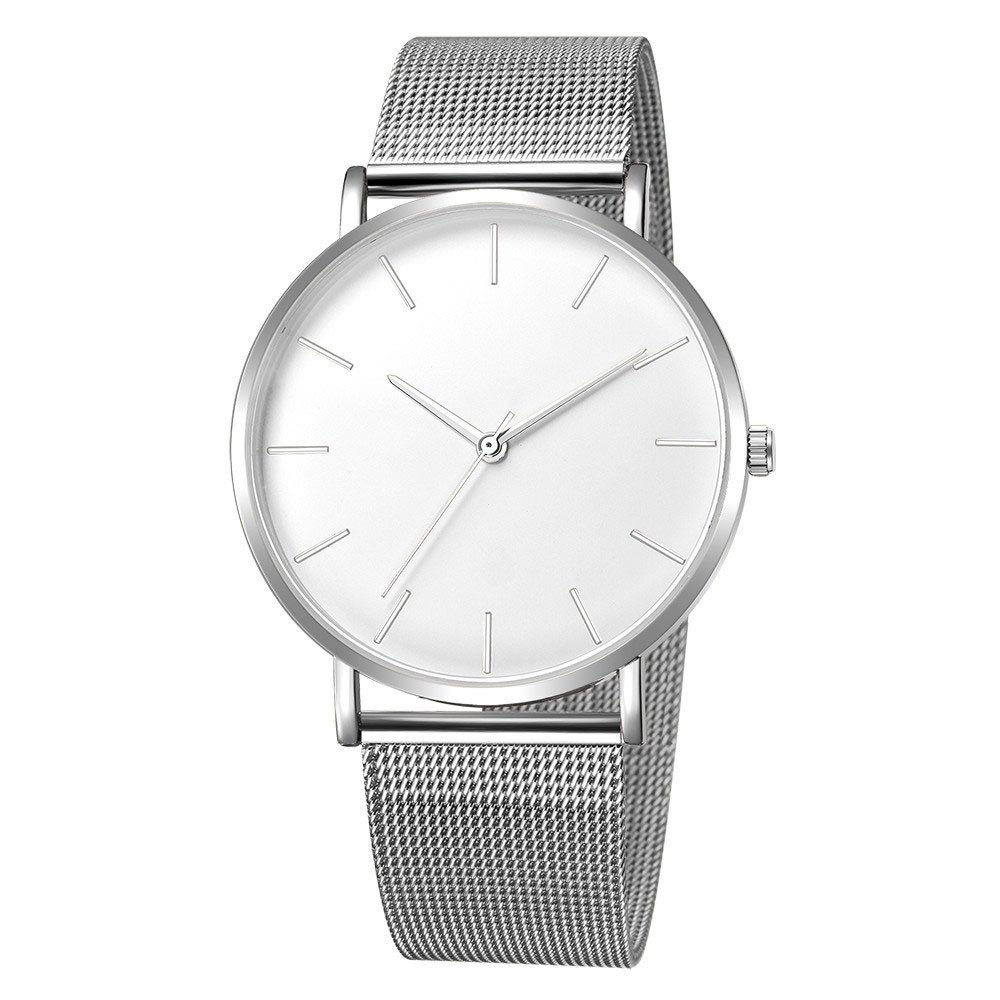 NJC Sport Men's Quartz Round Watch with Large 40mm Glass Dial Black Mesh Belt Metal Plated-Direct Factory Sale for Men Women