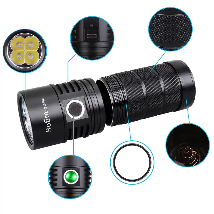 Sofirn SP36 Pro 4*SST40 USB C Rechargeable 8000lm Powerful LED Flashlight 18650 Torch Super Bright With Anduril 2.0 UI