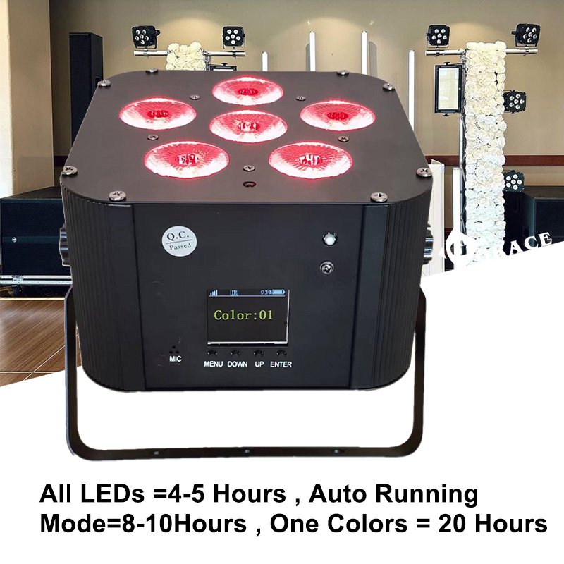Grace 6PCs*18W RGBWAUv 6in1 Wedding Dj Products Battery Wireless DMX WiFi Led Par Light