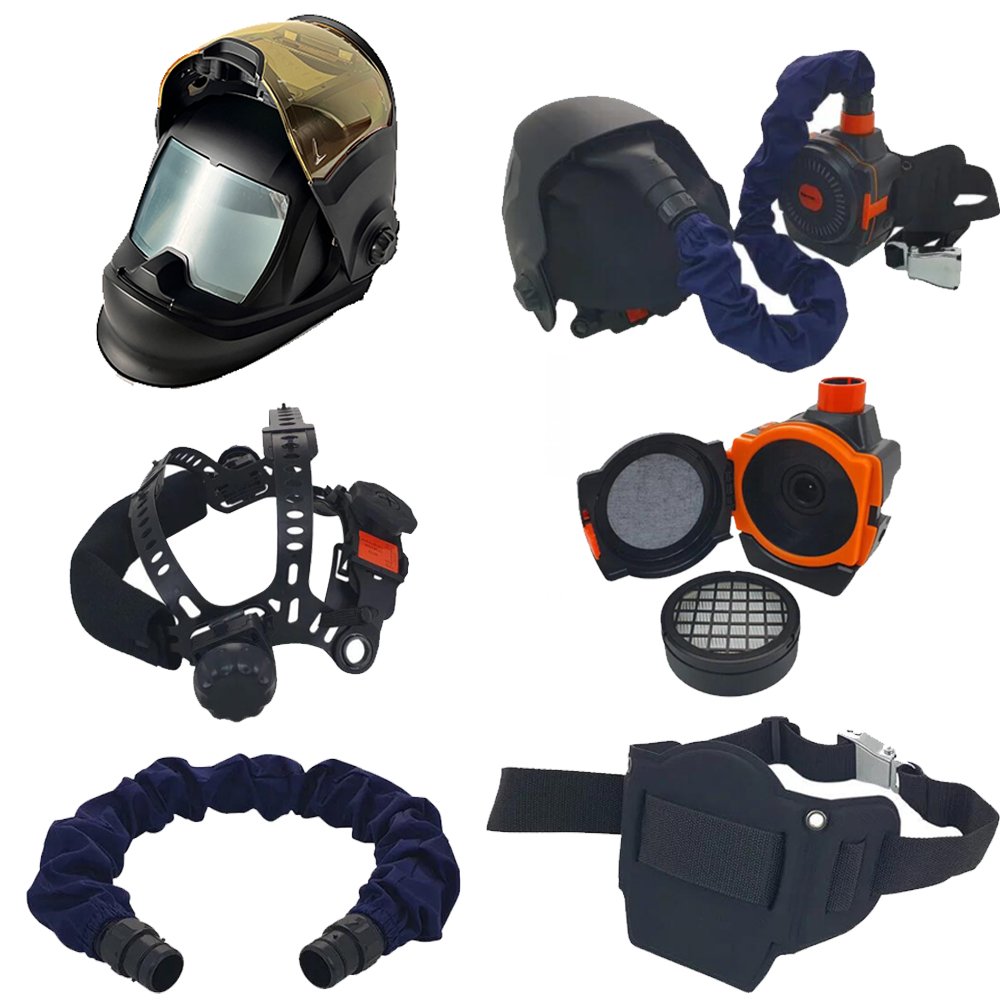 Special Offers! Portable PAPR Respirator True Color Big View Auto Darkening Solar Powered Air Filter Flip-top Welding Helmet
