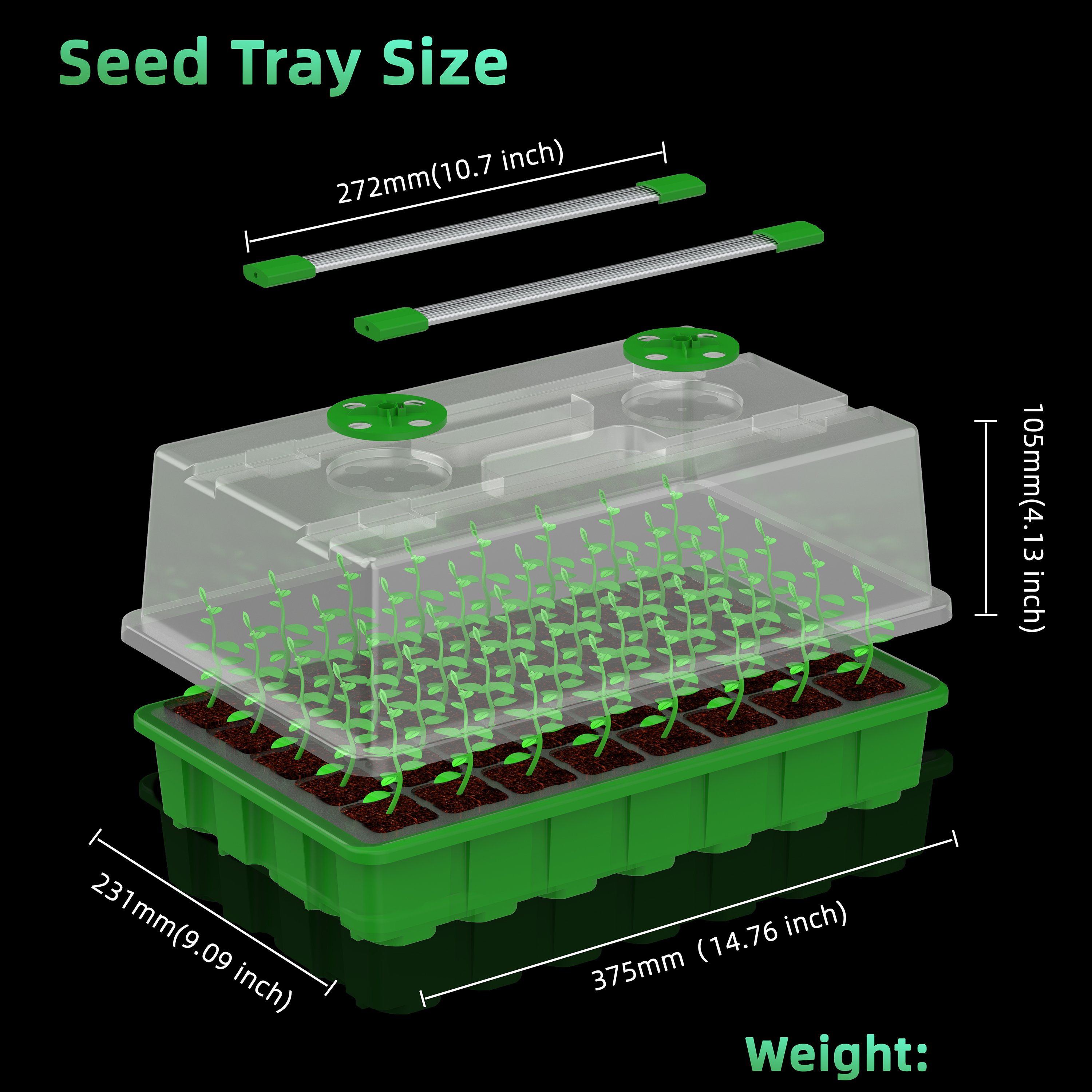 318 New Design 5V USB 40 Cells Seed Starter Tray Dome Hook up With LED GROW LIGHTS & Base Nursery Tray Tomato Seedling Tool