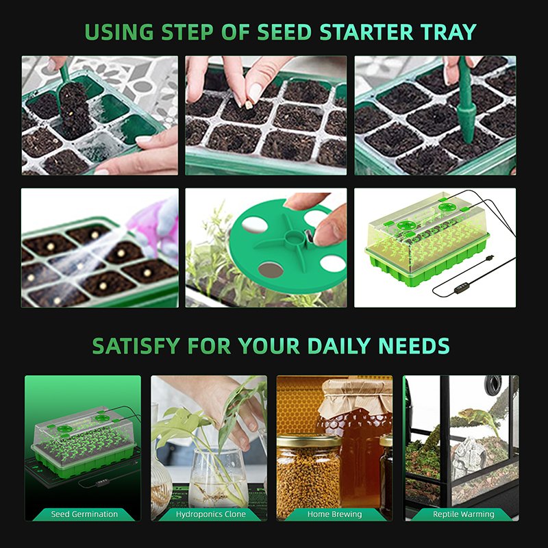 318 New Design 5V USB 40 Cells Seed Starter Tray Dome Hook up With LED GROW LIGHTS & Base Nursery Tray Tomato Seedling Tool