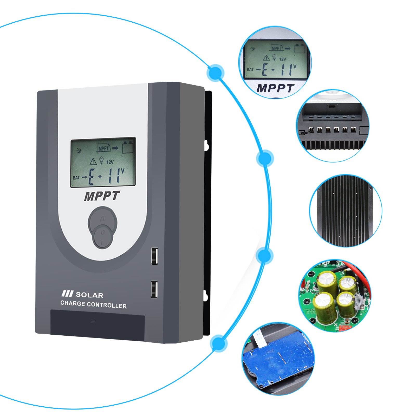 EASUN POWER 20A 30A 40Amps Battery Charger with BLE 12v 24v Auto 100Voc MPPT Solar Charge Controller