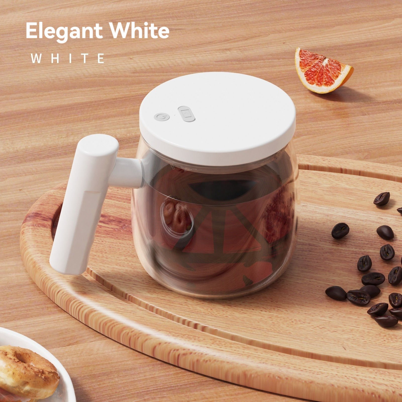 Magnetic Stirring Coffee Mug Magnetic Stirring Coffee Mug Glass Mixing Coffee Tumbler Battery Milk Shake Cup With Wood Handle