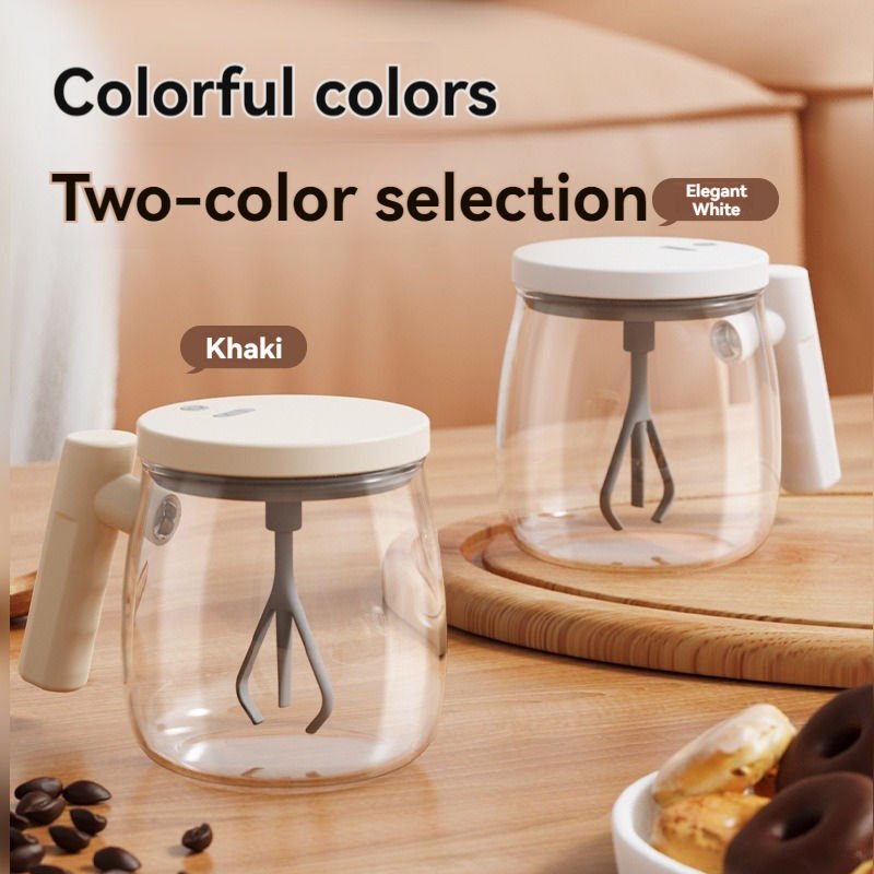Magnetic Stirring Coffee Mug Magnetic Stirring Coffee Mug Glass Mixing Coffee Tumbler Battery Milk Shake Cup With Wood Handle
