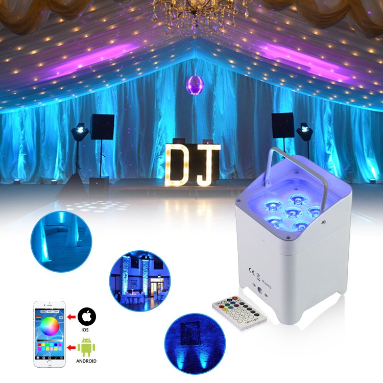 6*18w Waterproof Rgbw Uv 6in1 Outdoor Indoor Wedding Dmx Led Dj Wall Par Uplights Battery Wireless Uplight
