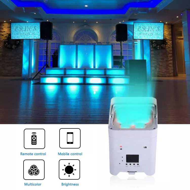 6*18w Waterproof Rgbw Uv 6in1 Outdoor Indoor Wedding Dmx Led Dj Wall Par Uplights Battery Wireless Uplight