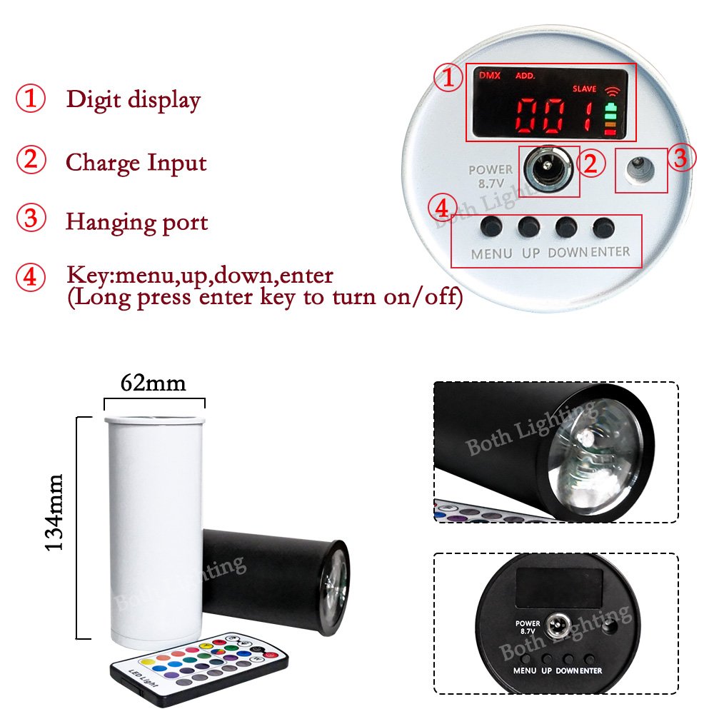 Both Lighting Chroma Cannons Ape RGBAW UV 6in1 LED Battery Labs Uplights Effect for Wedding DJ Party Event up Lighting Effects