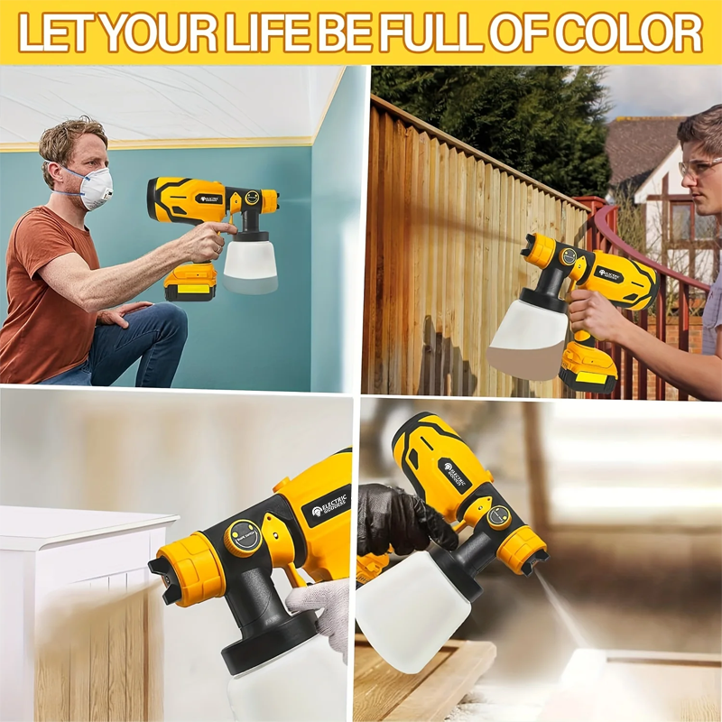 Electric Goddess 800ML Electric Spray Gun Cordless Paint Sprayer for Dewalt 18V Portable Auto Furniture Coating Airbrush