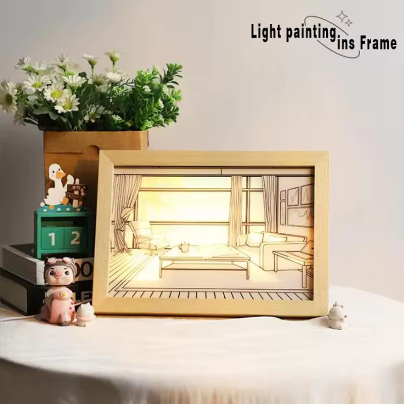 Custom Sunshine Wall Art Light Lamp Painting Brightness Adjustable Led Light and Shadow Decorative Painting Anime Light Box 40