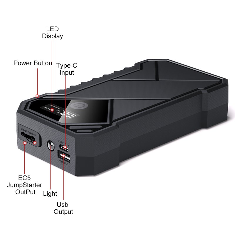 Cheap Price 12V Auto Battery Booster Pack Jump Starter with Smart Safety Jumper Cable LED Light Car Safety Kit