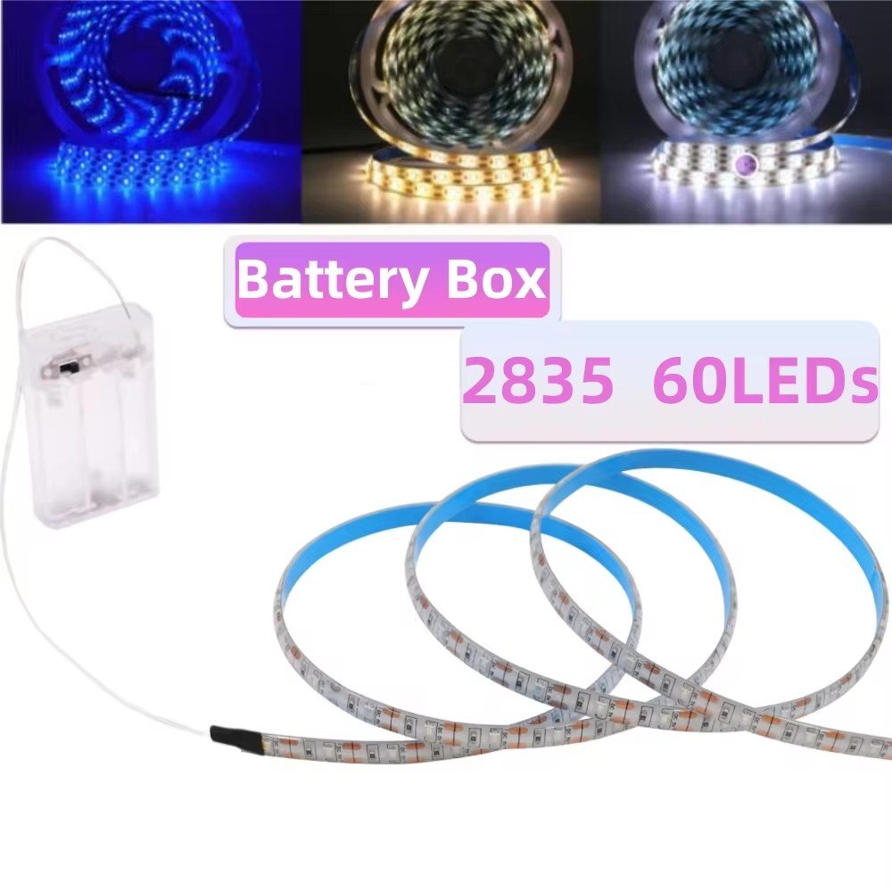 3AA Battery 5V LED Strip Lights White Warm RGB 2835 60LEDs/M Flexible 50CM 1M 2M 3M 5M TV Backlight Night Tape Diode Ribbon