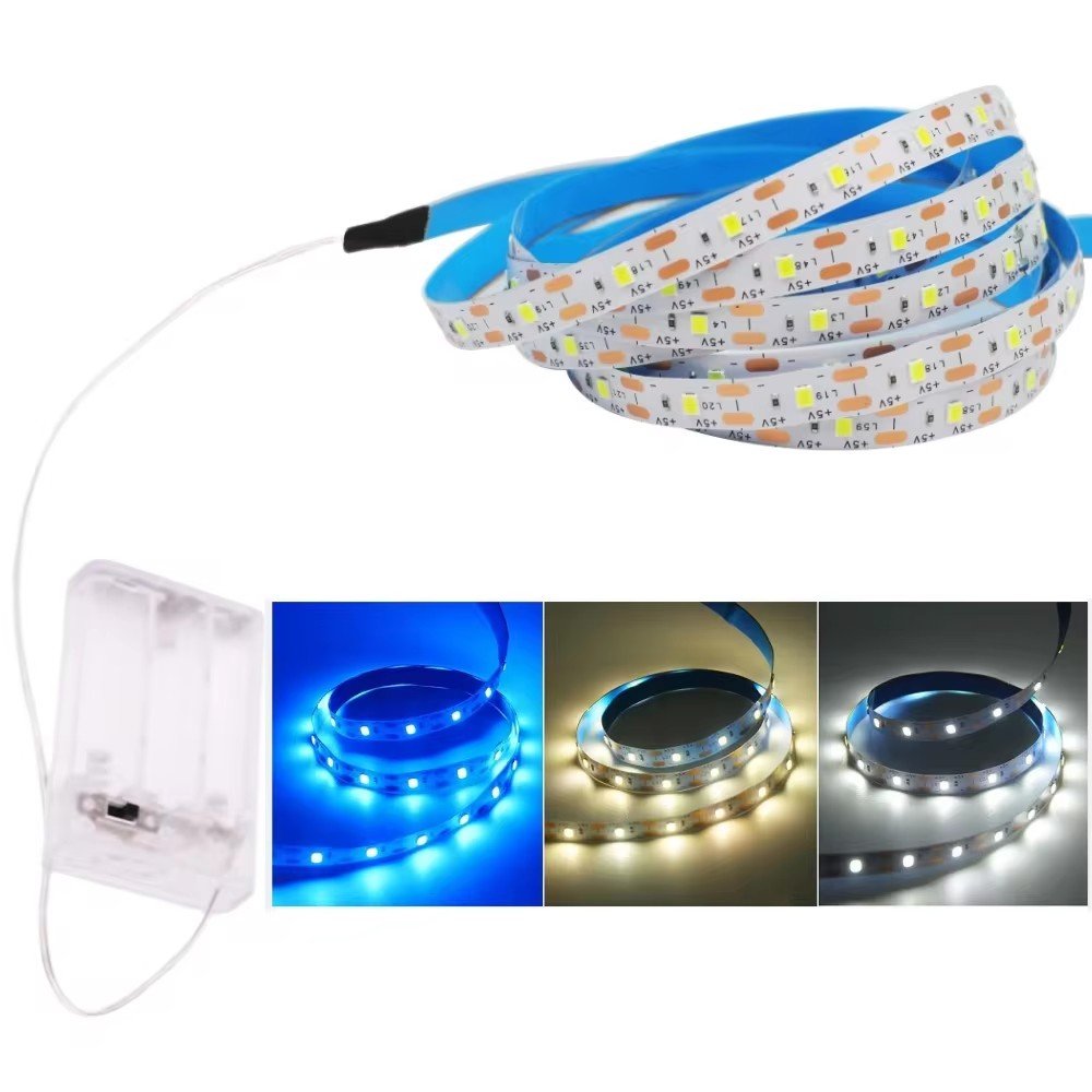 3AA Battery 5V LED Strip Lights White Warm RGB 2835 60LEDs/M Flexible 50CM 1M 2M 3M 5M TV Backlight Night Tape Diode Ribbon