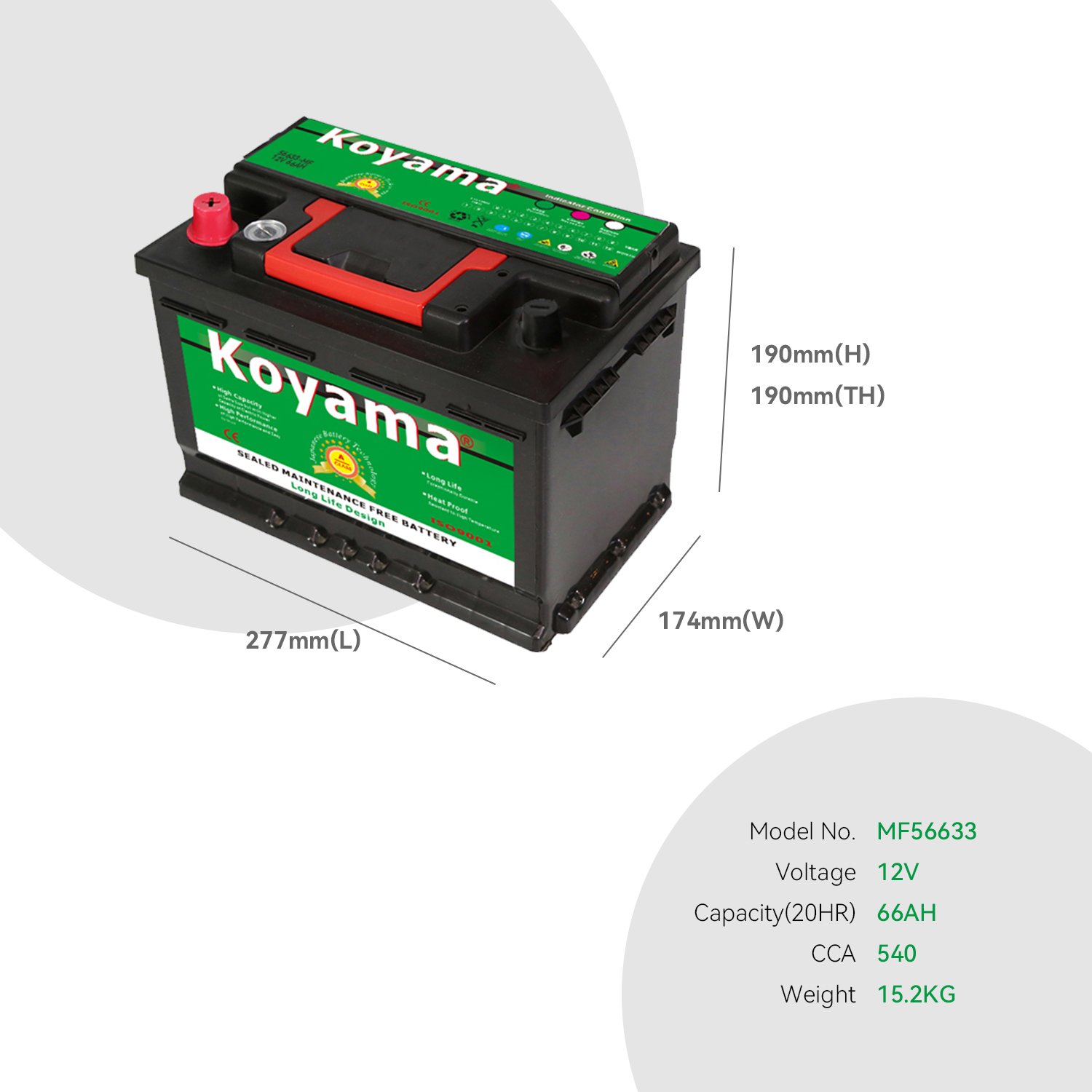 DIN66 OEM 12V 66Ah Auto Car Battery MF56633 sealed Maintenance Free Lead Acid Car Starting Cranking Batteries CCA550