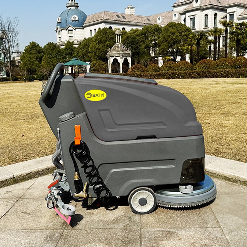 Compact Auto Battery Powered Walk-Behind Commercial Floor Scrubber Dryer Cleaning Scrubbing Machine