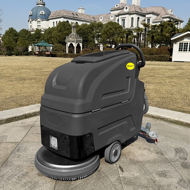 Compact Auto Battery Powered Walk-Behind Commercial Floor Scrubber Dryer Cleaning Scrubbing Machine