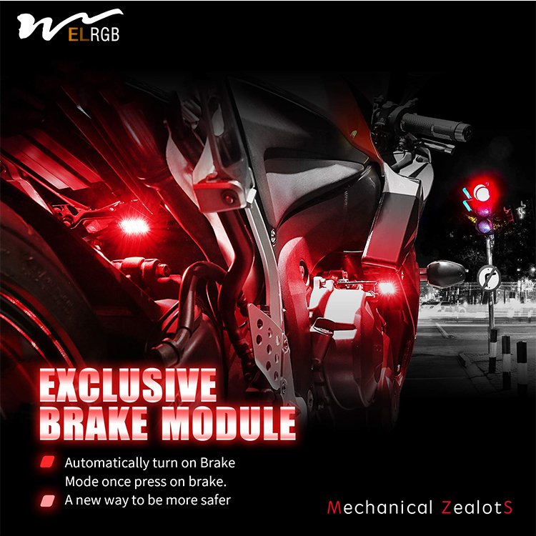 Multi-Color Neon RGB Strips Wireless Smart Remote Controller Compatible Motorcycle LED Light Kit