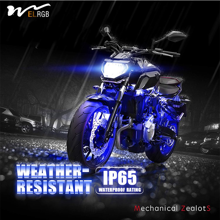 Multi-Color Neon RGB Strips Wireless Smart Remote Controller Compatible Motorcycle LED Light Kit