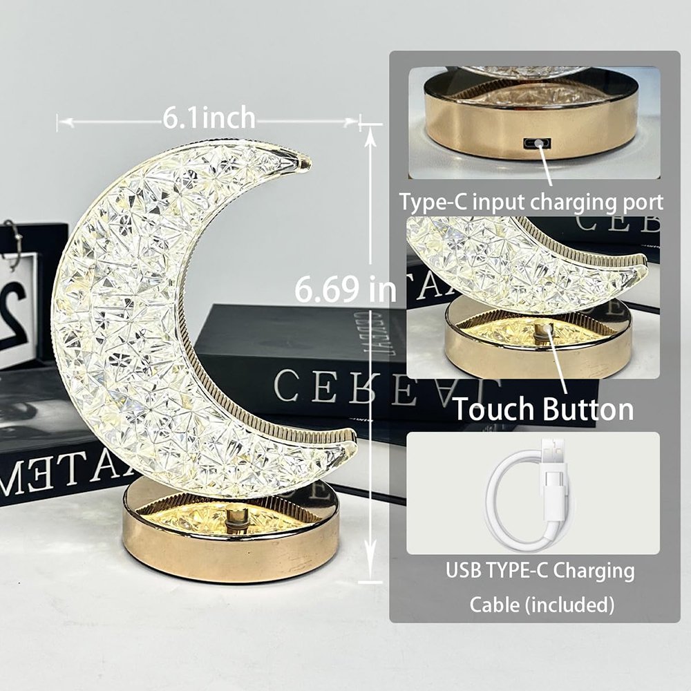 Moon Table Lamp Night Light Touch White Warm Neutral Night Light USB Charging Home Decor Night Light