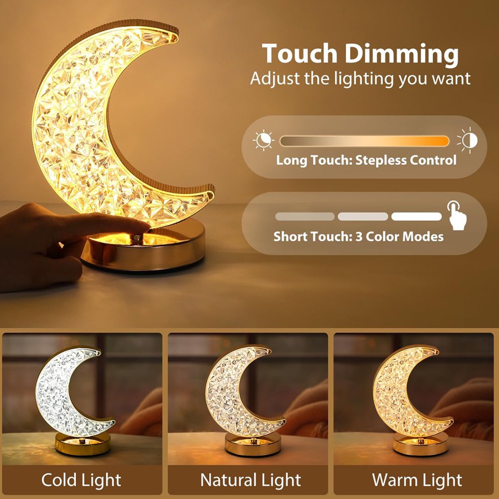 Moon Table Lamp Night Light Touch White Warm Neutral Night Light USB Charging Home Decor Night Light