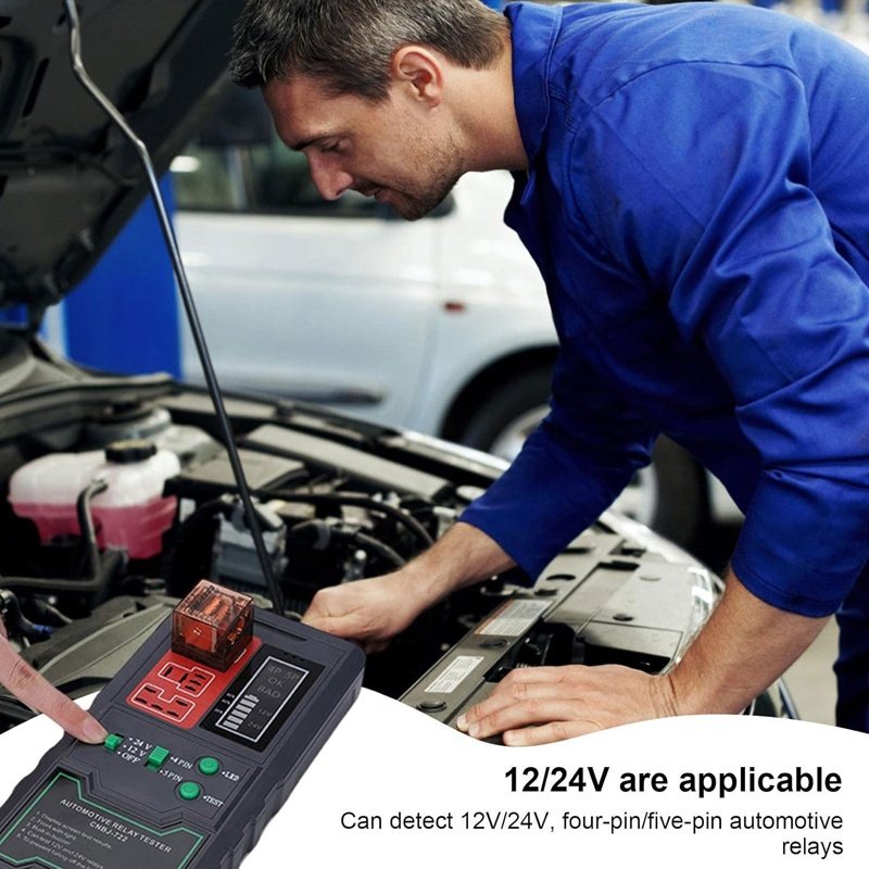 Car Relay Tester 12V 24V Electronic Automotive-Universal Motorcycles Battery Checker Alternator-Analyzer Diagnostic Tool 197x95