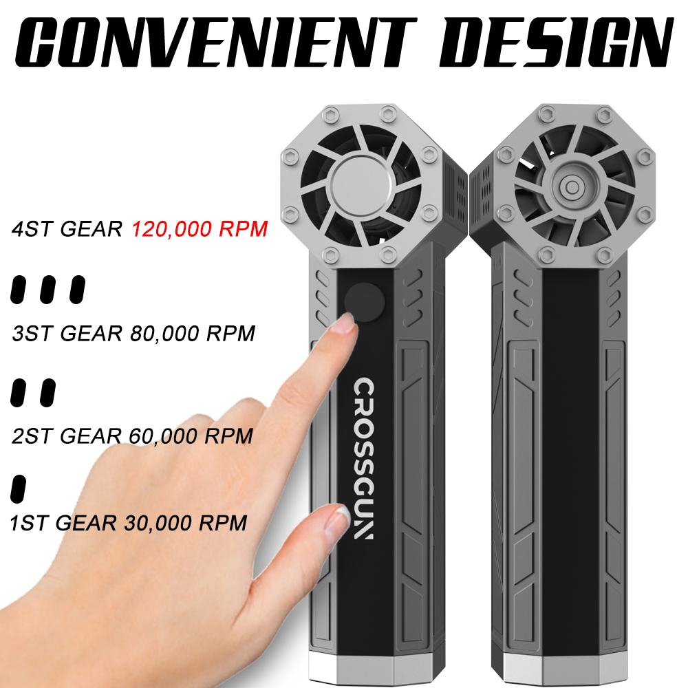 Crossgun Powerful Mini Turbo Jet Fan Battery USB Charging Handheld Electric Turbine Fan Air Blower X5 Wind Turbine for Car