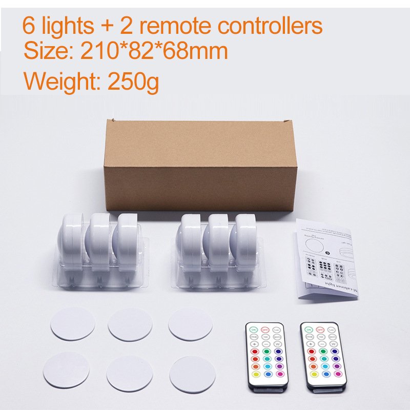 Battery Acrylic Dimmable Color Rgb Puck Light 6 Pack Rechargeable with Remote Control