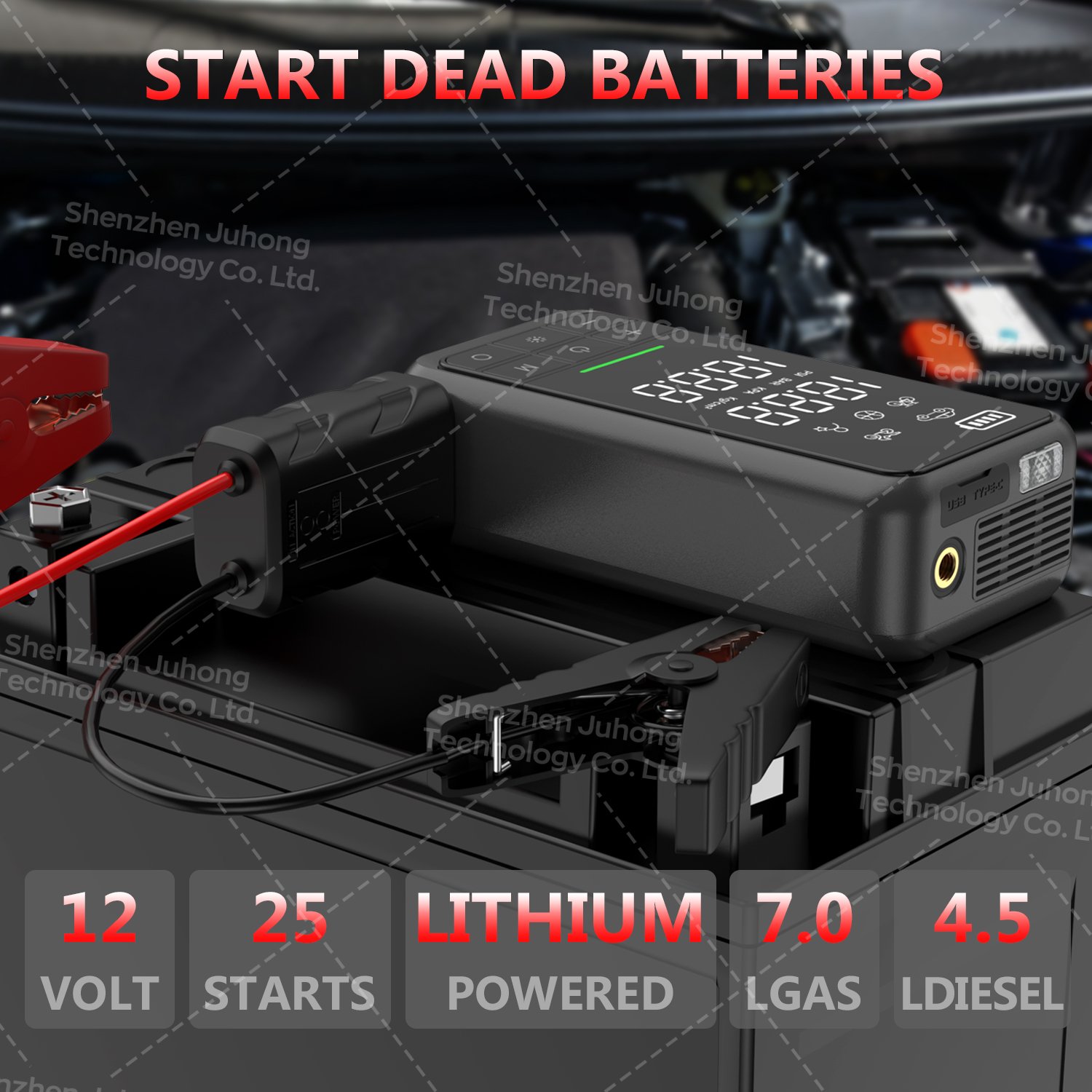 JuHong New 4 In 1 Car Jump Starter With Air Compressor Portable Car Battery Jump Starter
