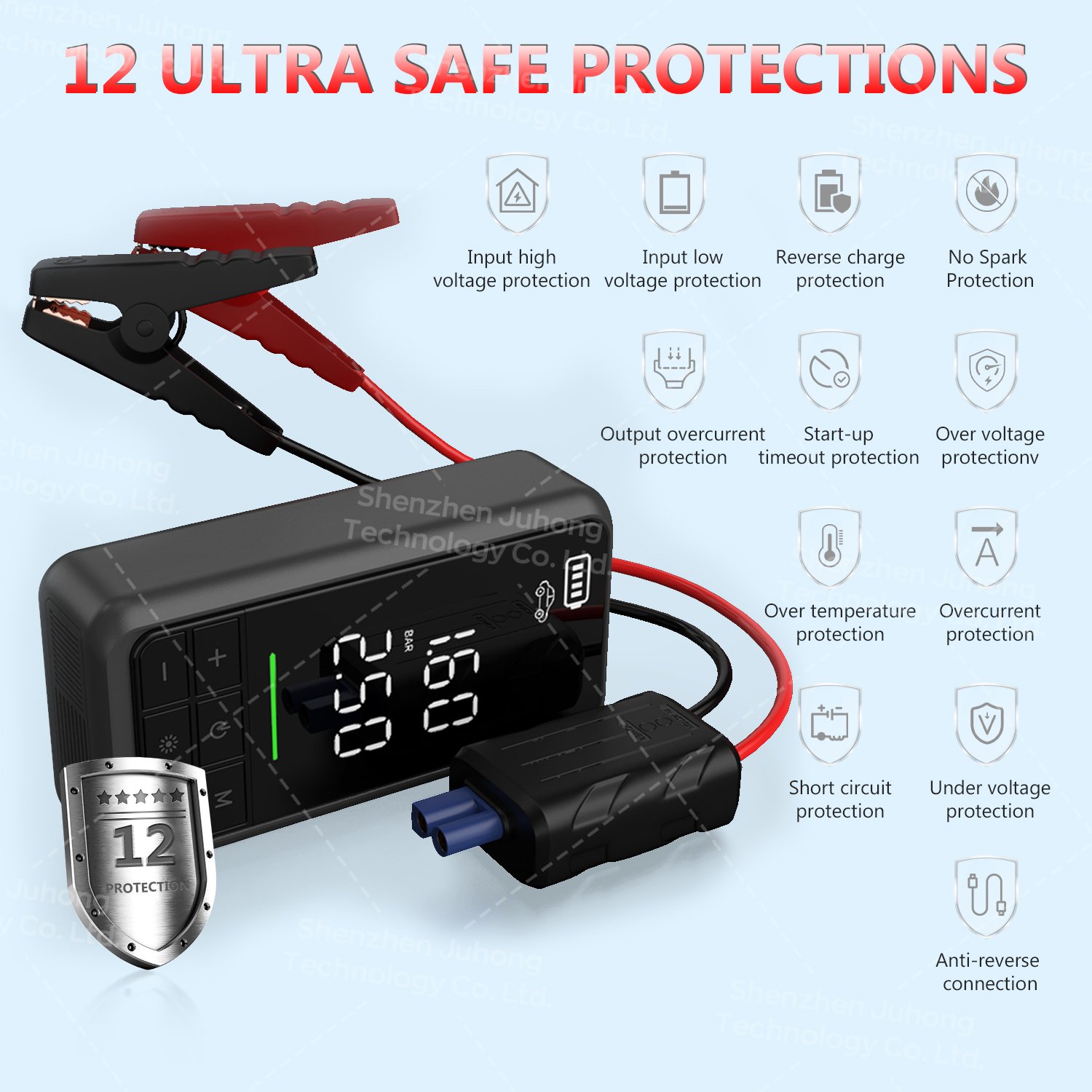 JuHong New 4 In 1 Car Jump Starter With Air Compressor Portable Car Battery Jump Starter