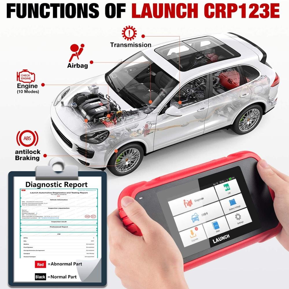 LAUNCH CRP123E V2.0 OBD2 Scanner With ENG/AT/ABS/SRS Battery Monitoring VIN Scan Read ECU Auto Repair Equipment