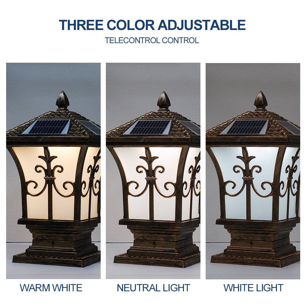 IP65 Waterproof Aluminum Modern Landscape Solar Post Light Outdoor Main Gate Pillar Led Solar Power Garden Light