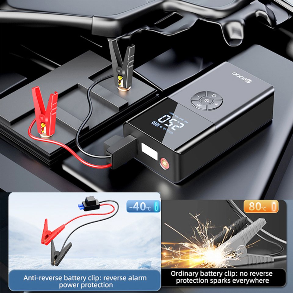 New 4000a 4 In 1 Super Capacitor Car Jumper Emergency Battery Booster Pack Light 12v Auto Pump Jump Starter with Air Compressor
