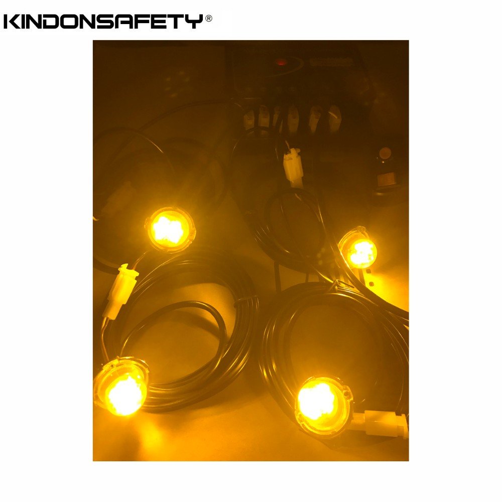Vehicle Front Grille Lights Car Hideaway Strobe Light with 4 LED Lightheads One Controller Alternating Flash Available