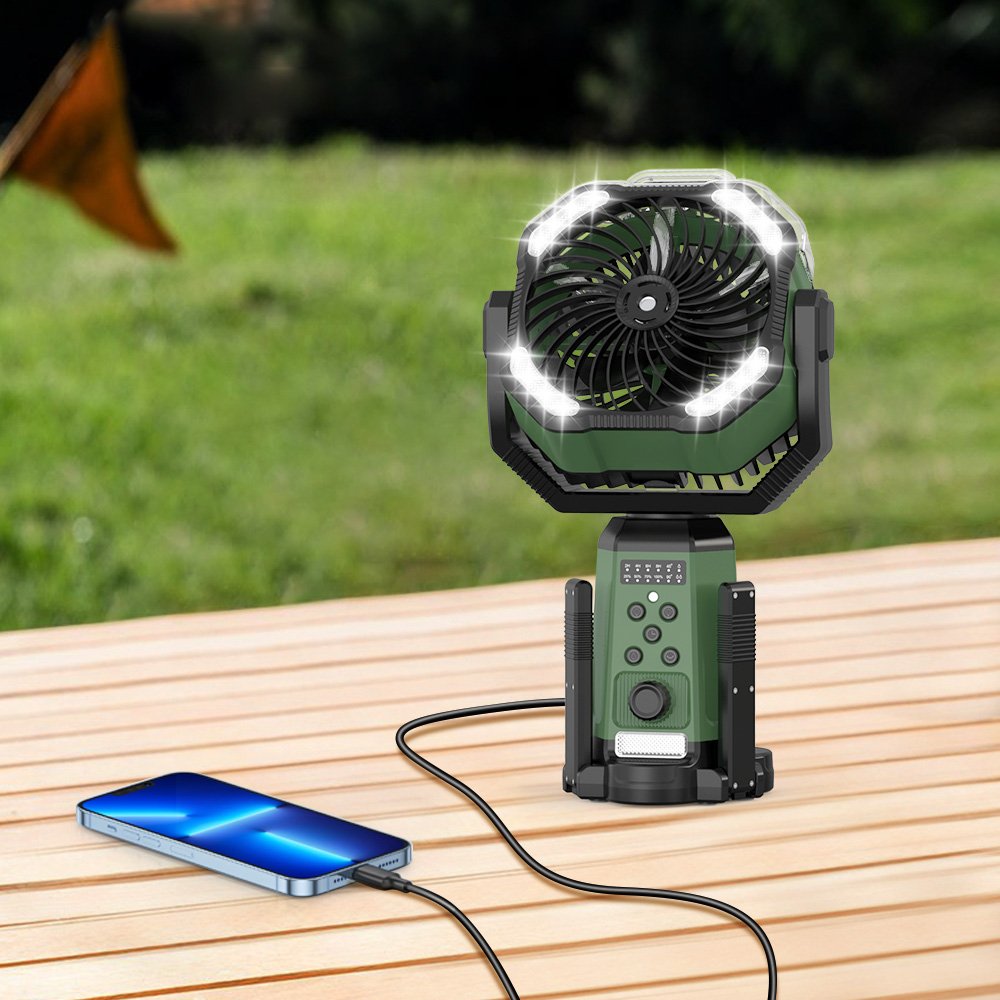 Rechargeable Camping Fan 24000mAh Portable Air Conditioner Electric Desktop Retractable Outdoor Spray Mist Fan With APP Control