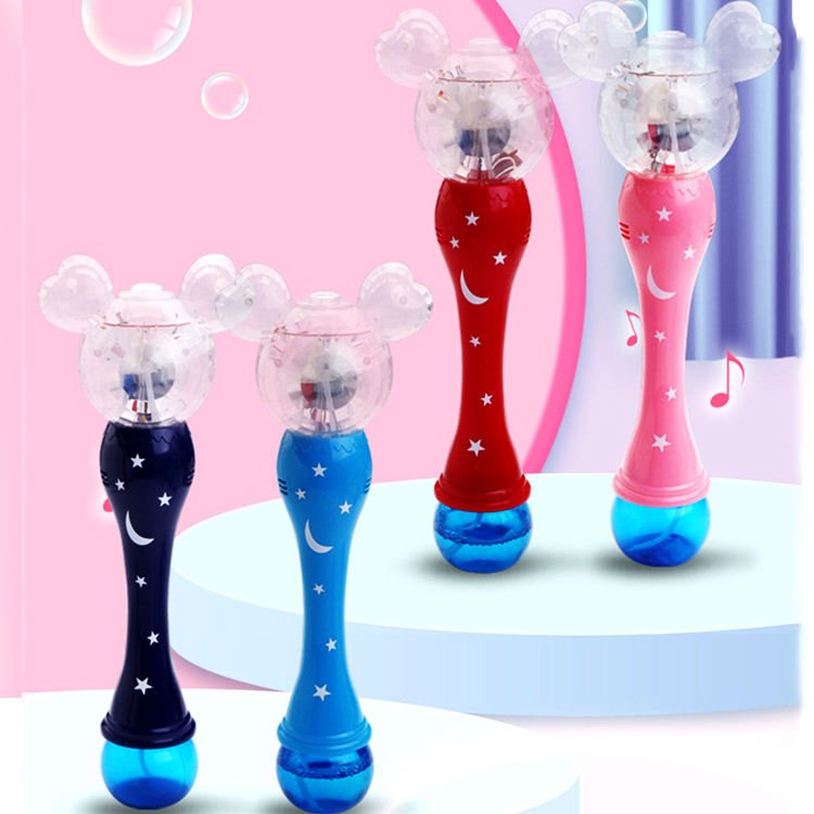 New Design Electric Mouse Bubble Machine Cute Animal Bubble Stick Toys for Kids Playing Bubble Blower Wand with Music and Lights