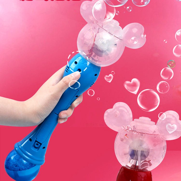 New Design Electric Mouse Bubble Machine Cute Animal Bubble Stick Toys for Kids Playing Bubble Blower Wand with Music and Lights